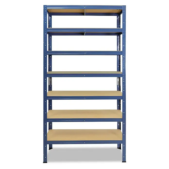 shelfplaza Schwerlastregal HOME - H x B x T: 200 x 120 x 30 cm, Traglast pro Boden: 175 kg, Stecken, blau - Regal mit robustem, blauem Metallrahmen und Holzregalböden. Das Regal bietet großzügigen Stauraum. Ideal für Garage, Lager oder Keller.