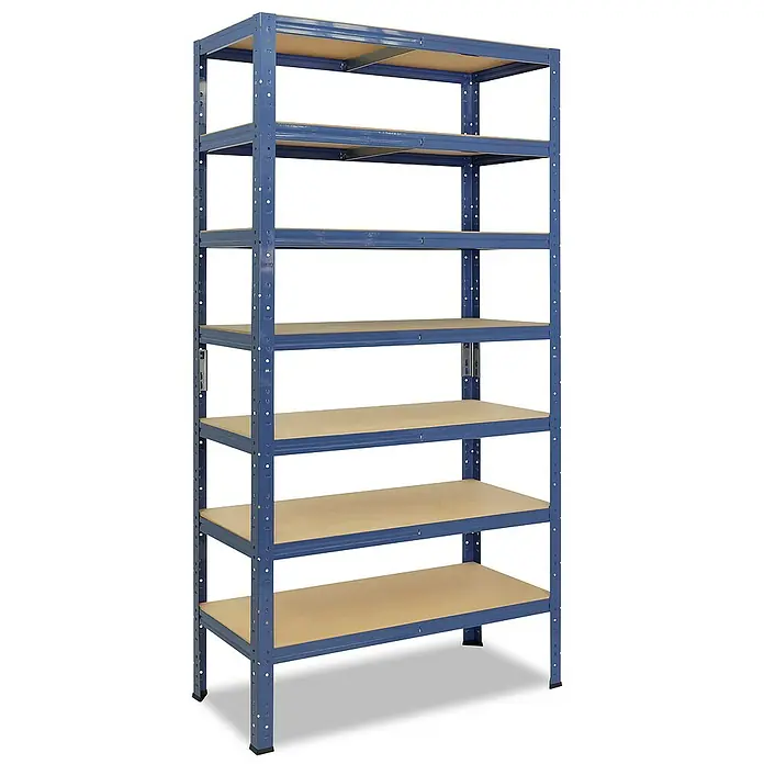 shelfplaza Schwerlastregal HOME - H x B x T: 200 x 120 x 30 cm, Traglast pro Boden: 175 kg, Stecken, blau - Ein blaues Regal mit sechs Ablagen und einem schlichten Design, das sich ideal für Lager und Abstellräume eignet.