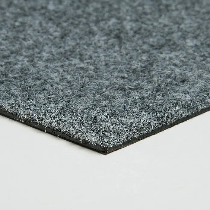 Bricoflor Teppichfliese - Breite: 50 cm, Nadelfilz, Polypropylen, grau - Nahaufnahme einer grauen Teppichfliese mit dunkler Unterseite.