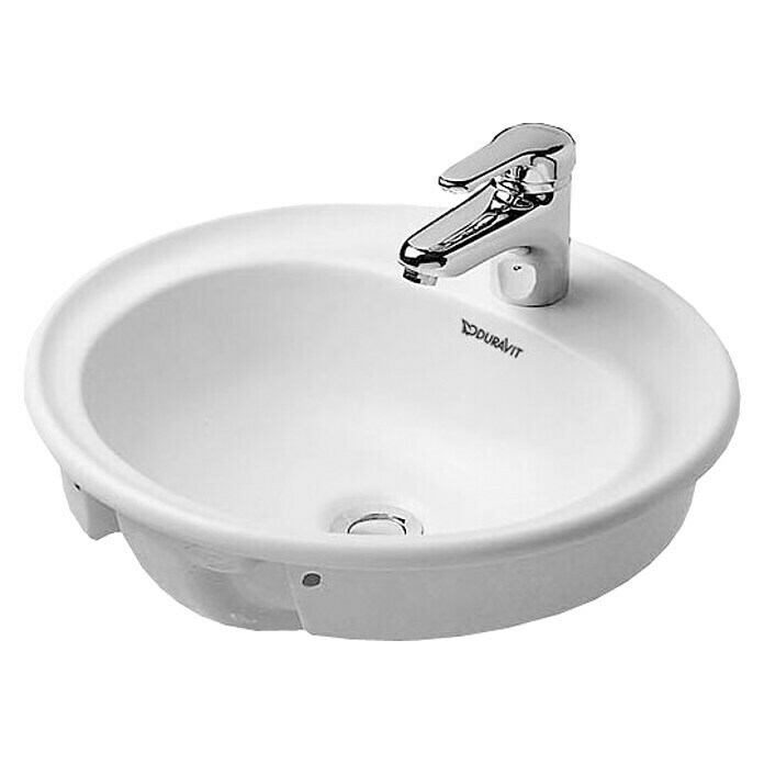 Duravit Waschschale ManuaDurchmesser: 48 cm, Mit schmutzabweisender Glasur, Hahnloch: Mitte, Mit Überlauf, Weiß Front View