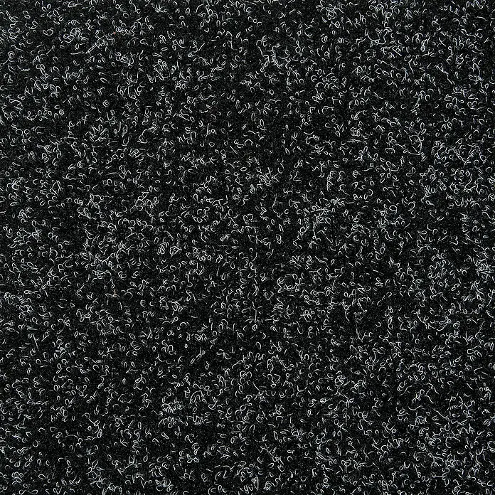Bricoflor Teppichfliese - Breite: 50 cm, Nadelfilz, Polypropylen, anthrazit - Detailaufnahme eines schwarzen Teppichs mit weißen Fasern, der eine textile Oberfläche mit feinen Mustern zeigt.