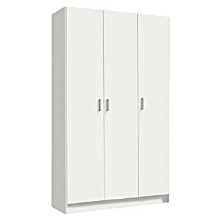 Armario multiusos de madera (L x An x Al: 37 x 109 x 180 cm, Blanco, Espesor: 15 mm, Con 3 puertas y escobero.)