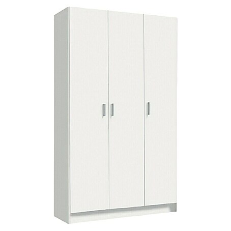 Armario multiusos de madera (L x An x Al: 37 x 109 x 180 cm, Blanco, Espesor: 15 mm, Con 3 puertas y escobero.)