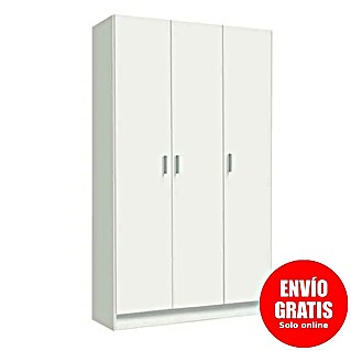 Armario multiusos de madera con escobero (L x An x Al: 37 x 109 x 180 cm, Blanco, Espesor: 15 mm)