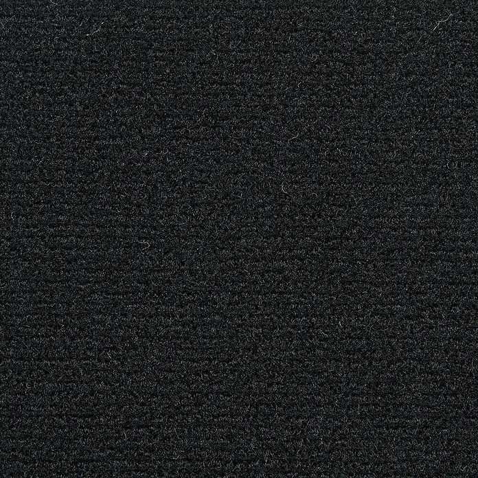 Bricoflor Teppichfliese - Breite: 50 cm, Nadelfilz, Polypropylen, schwarz - Nahaufnahme eines schwarzen Teppichs mit dichter, strukturierter Oberfläche. Ideal für Textilien, Hintergründe und Designs.