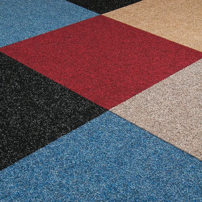Bricoflor Teppichfliese - Breite: 50 cm, Nadelfilz, Polypropylen, blau - Farbige Teppichfliesen in geometrischen Formen.