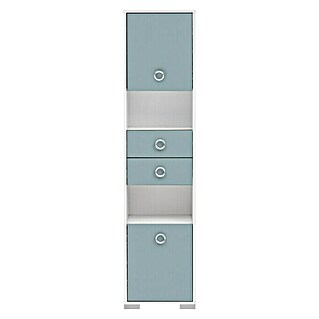 Schildmeyer Kimi Hochschrank (40 x 33 x 172 cm, Weiß, Taubenblau)