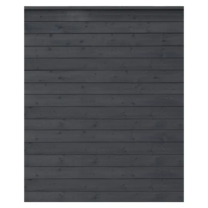 Sichtschutzelement Klink - L x B x H: 203 x 174 x 2,7 cm, Holz, Schwarz RAL 9005 - Detailaufnahme einer Wand mit horizontaler, dunkelgrauer Holzverkleidung. Die Holzstruktur ist gut erkennbar.