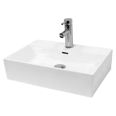 LuxeBath  Aufsatzwaschbecken Waschschale Aufsatzwaschtisch Weiß inkl. Ablaufgarnitur mit Überlauf