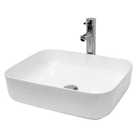 LuxeBath  Aufsatzwaschbecken Aufsatzwaschtisch Weiß inkl. Ablaufgarnitur ohne Überlauf Waschschale