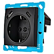 Ion Wandcontactdoos met USB (Extra aanraakbescherming, Zwart, Mat, Kunststof) | BAUHAUS