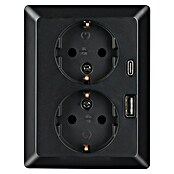 Ion Inbouwstopcontact 2-voudig + USB A en C (Zwart) | BAUHAUS