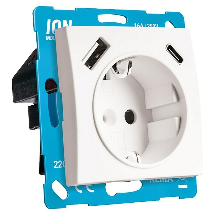 Ion Inbouwstopcontact + USB A en C (Alpin wit) | BAUHAUS