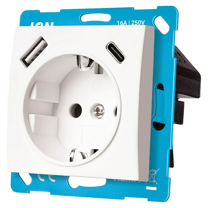 Ion Inbouwstopcontact + USB A en C (Alpin wit) | BAUHAUS