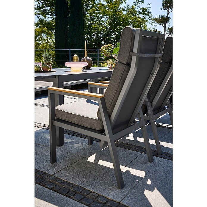 Sunfun Maja Vrtni pozicijski stol Deluxe  (Nastavljivo naslonjalo, Antracitne barve, Š x G x V: 60 x 78 x 105 cm) | 8350 - Stühle Textilen | ICAB - Sommermöbel Stühle | ICA - Sommermöbel | IC - Freizeit im Garten | I - Stadtgarten | BAUHAUS