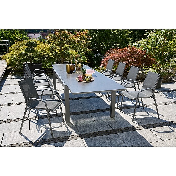 Sunfun Gastro Vrtni fotelj Gastro  (Jeklo, Tekstil, Možnost nakladanja, Antracit, Š x G x V: 57,5 x 68,5 x 88 cm) | 8350 - Stühle Textilen | ICAB - Sommermöbel Stühle | ICA - Sommermöbel | IC - Freizeit im Garten | I - Stadtgarten | BAUHAUS
