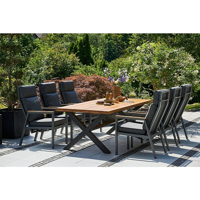 Sunfun Maja Vrtni pozicijski stol Deluxe  (Nastavljivo naslonjalo, Antracitne barve, Š x G x V: 60 x 78 x 105 cm) | 8350 - Stühle Textilen | ICAB - Sommermöbel Stühle | ICA - Sommermöbel | IC - Freizeit im Garten | I - Stadtgarten | BAUHAUS