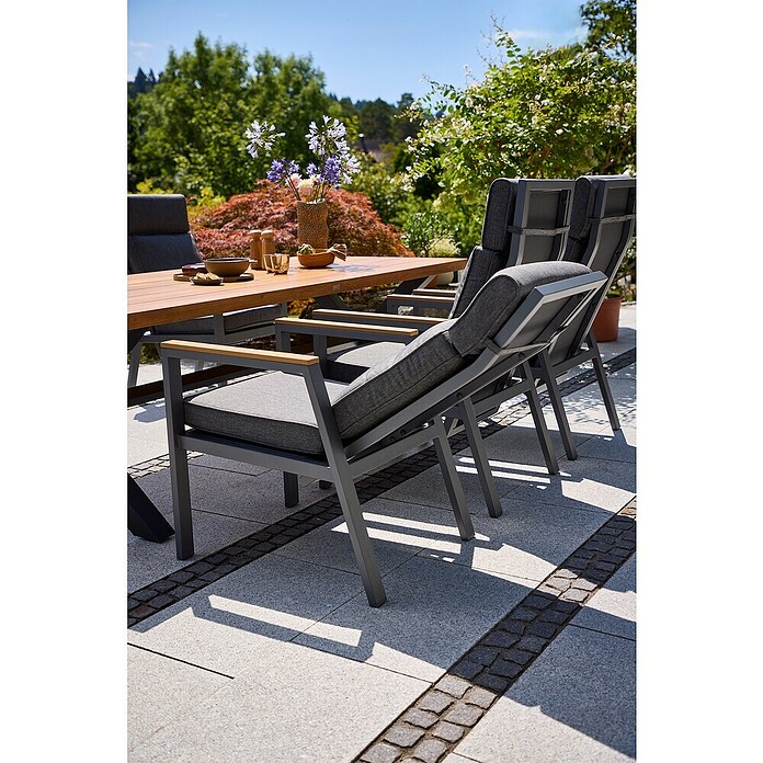 Sunfun Maja Vrtni pozicijski stol Deluxe  (Nastavljivo naslonjalo, Antracitne barve, Š x G x V: 60 x 78 x 105 cm) | 8350 - Stühle Textilen | ICAB - Sommermöbel Stühle | ICA - Sommermöbel | IC - Freizeit im Garten | I - Stadtgarten | BAUHAUS