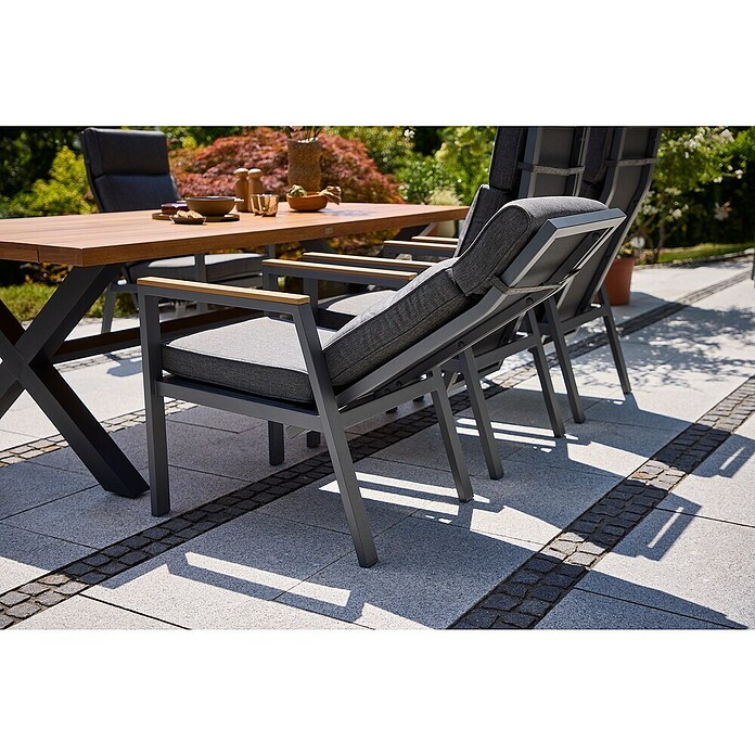 Sunfun Maja Vrtni pozicijski stol Deluxe  (Nastavljivo naslonjalo, Antracitne barve, Š x G x V: 60 x 78 x 105 cm) | 8350 - Stühle Textilen | ICAB - Sommermöbel Stühle | ICA - Sommermöbel | IC - Freizeit im Garten | I - Stadtgarten | BAUHAUS
