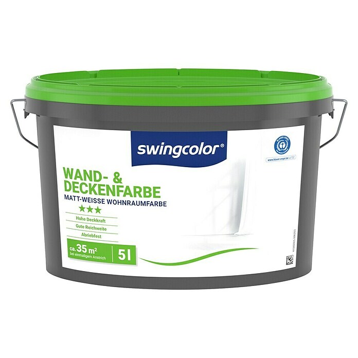 swingcolor Wandfarbe Wand- & Deckenfarbe (Weiß, Matt, 5 l, Konservierungsmittelfrei) | BAUHAUS