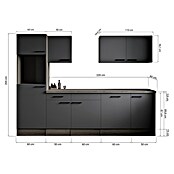 Respekta Olivia Küchenleerblock (Breite: 280 cm, Artisan Eiche Nachbildung Grau, Ohne Elektrogeräte, Schwarze Griffe) | BAUHAUS
