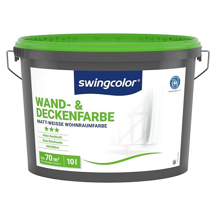 swingcolor Wandfarbe Wand- & Deckenfarbe (Weiß, Matt, 10 l, Konservierungsmittelfrei) | BAUHAUS