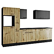 Respekta Olivia Küchenleerblock (Breite: 310 cm, Artisan Eiche Nachbildung/Grau, Ohne Elektrogeräte, Schwarze Griffe) | BAUHAUS