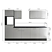 Respekta Olivia Küchenleerblock (Breite: 280 cm, Schwarz, Ohne Elektrogeräte, Silberne Griffe) | BAUHAUS