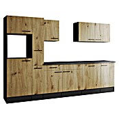 Respekta Olivia Küchenleerblock (Breite: 310 cm, Artisan Eiche Nachbildung, Ohne Elektrogeräte, Schwarze Griffe) | BAUHAUS