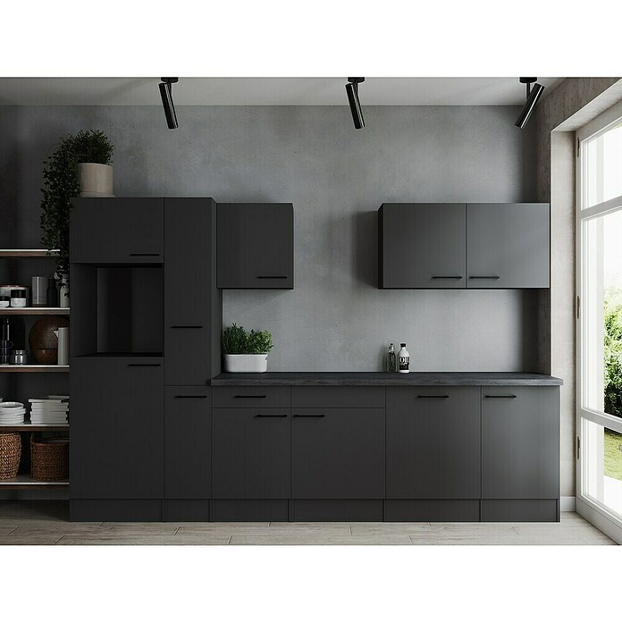 Respekta Olivia Küchenleerblock (Breite: 310 cm, Grau, Ohne Elektrogeräte, Schwarze Griffe) | BAUHAUS