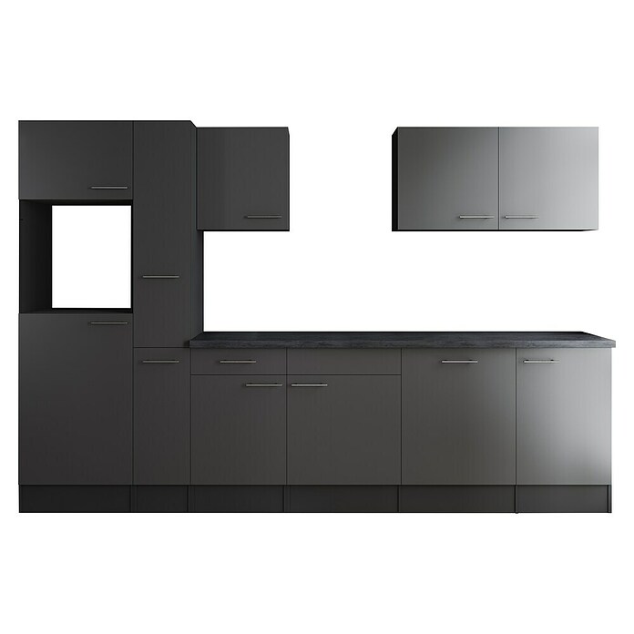 Respekta Olivia Küchenleerblock (Breite: 310 cm, Grau, Ohne Elektrogeräte, Silberne Griffe) | BAUHAUS