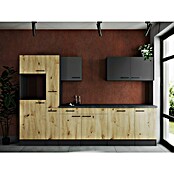 Respekta Olivia Küchenleerblock (Breite: 310 cm, Artisan Eiche Nachbildung/Grau, Ohne Elektrogeräte, Schwarze Griffe) | BAUHAUS