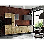 Respekta Olivia Küchenleerblock (Breite: 310 cm, Artisan Eiche Nachbildung/Grau, Ohne Elektrogeräte, Schwarze Griffe) | BAUHAUS