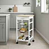 Carro de cocina con bandejas (L x An x Al: 37 x 37 x 76 cm, Blanco/Bambú)
