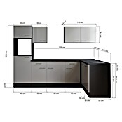 Respekta Olivia Winkelküche (Breite: 280 cm, Schwarz, Ohne Elektrogeräte) | BAUHAUS