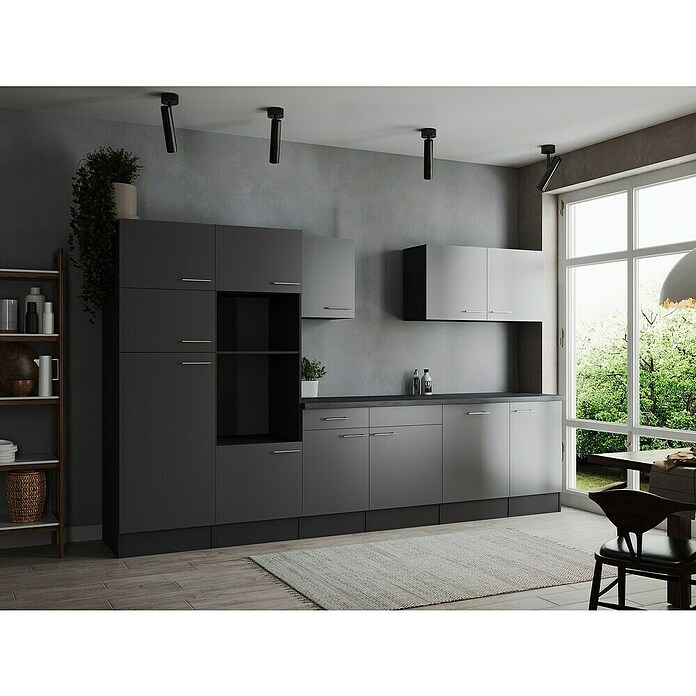 Respekta Olivia Küchenleerblock (Breite: 340 cm, Grau, Ohne Elektrogeräte, Silberne Griffe) | BAUHAUS