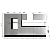 Respekta Olivia Küchenleerblock (Breite: 370 cm, Grau, Ohne Elektrogeräte, Schwarze Griffe) | BAUHAUS