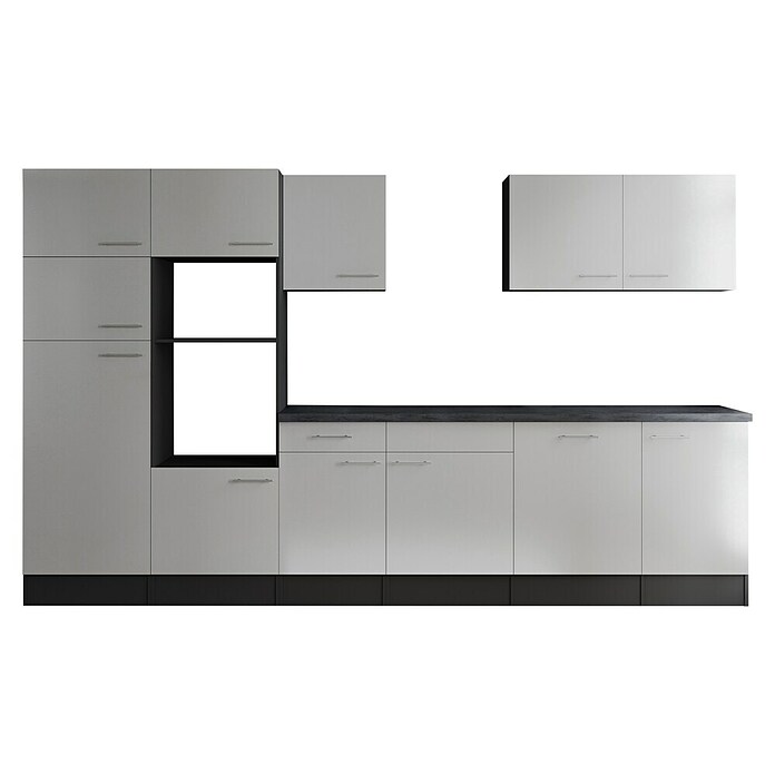 Respekta Olivia Küchenleerblock (Breite: 340 cm, Weiß, Ohne Elektrogeräte, Silberne Griffe) | BAUHAUS