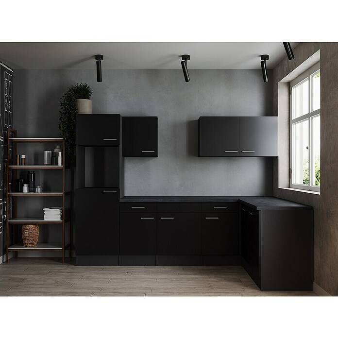 Respekta Olivia Winkelküche (Breite: 280 cm, Schwarz, Ohne Elektrogeräte) | BAUHAUS