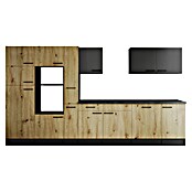 Respekta Olivia Küchenleerblock (Breite: 370 cm, Artisan Eiche Nachbildung/Grau, Ohne Elektrogeräte, Schwarze Griffe) | BAUHAUS