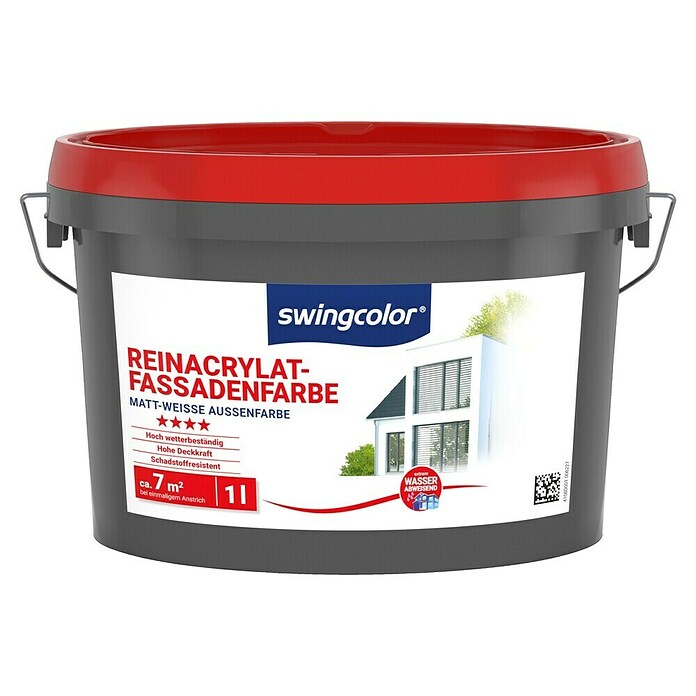 swingcolor Reinacrylat-Fassadenfarbe (Schneeweiß, 1 l, Matt)