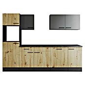 Respekta Olivia Küchenleerblock (Breite: 280 cm, Artisan Eiche Nachbildung/Grau, Ohne Elektrogeräte, Schwarze Griffe) | BAUHAUS