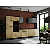 Respekta Olivia Küchenleerblock (Breite: 340 cm, Artisan Eiche Nachbildung/Grau, Ohne Elektrogeräte, Schwarze Griffe) | BAUHAUS