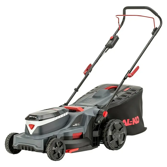 AL-KO 18V/36V Akku-Rasenmäher 43.6 - 18 V - 36 V, 2 Akkus, 5 Ah, Schnittbreite: 43 cm - Der AL-KO 38.2 Li Comfort Akku-Rasenmäher mit Fangkorb und ergonomischem Griff.