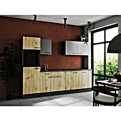 Respekta Olivia Küchenleerblock (Breite: 280 cm, Artisan Eiche Nachbildung/Grau, Ohne Elektrogeräte, Schwarze Griffe) | BAUHAUS
