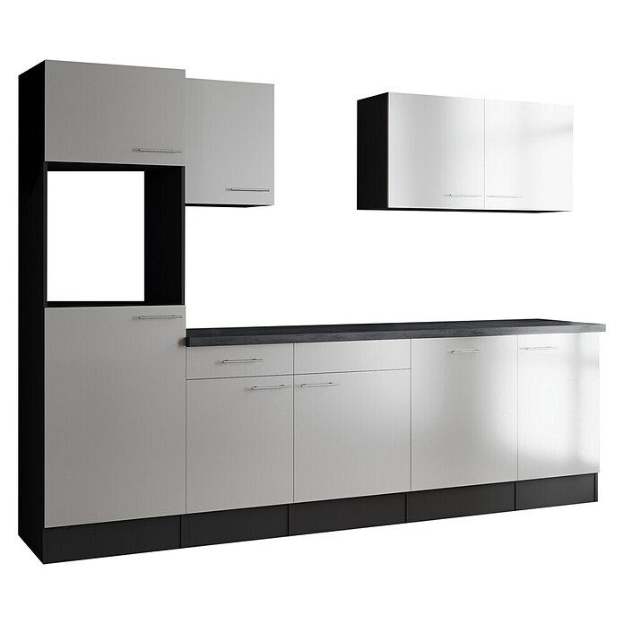 Respekta Olivia Küchenleerblock (Breite: 280 cm, Weiß, Ohne Elektrogeräte, Silberne Griffe) | BAUHAUS