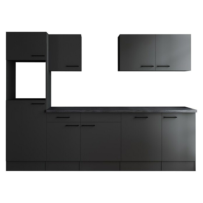 Respekta Olivia Küchenleerblock (Breite: 280 cm, Grau, Ohne Elektrogeräte, Schwarze Griffe) | BAUHAUS