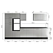 Respekta Olivia Küchenleerblock (Breite: 340 cm, Grau, Ohne Elektrogeräte, Schwarze Griffe) | BAUHAUS