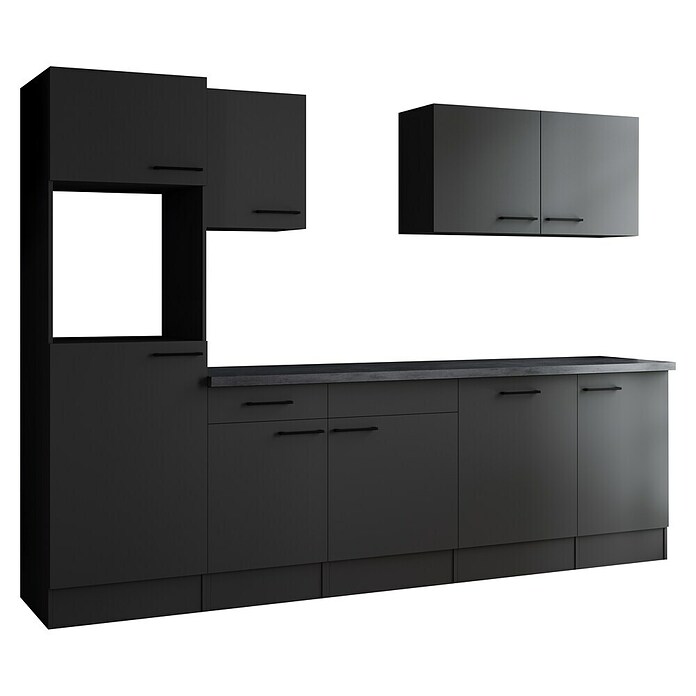 Respekta Olivia Küchenleerblock (Breite: 280 cm, Grau, Ohne Elektrogeräte, Schwarze Griffe) | BAUHAUS