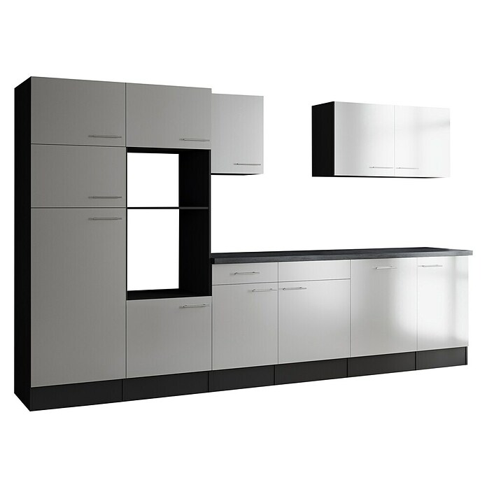 Respekta Olivia Küchenleerblock (Breite: 340 cm, Weiß, Ohne Elektrogeräte, Silberne Griffe) | BAUHAUS